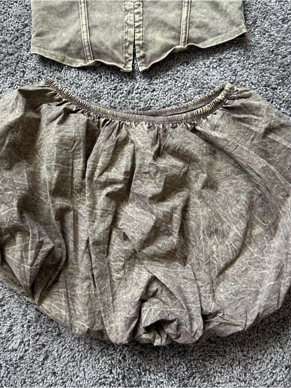 Dolls Kill Olive Green Bubble Mini Skirt - Picture 3 of 6